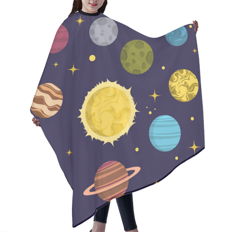 Personality  Solar System Space Planets Galaxy Earth Universe Planet Astronomy Star Science Cosmos Vector Illustration Hair Cutting Cape