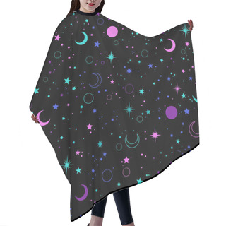 Personality  Rainbow Esoteric Pattern With Moon And Stars Hair Cutting Cape