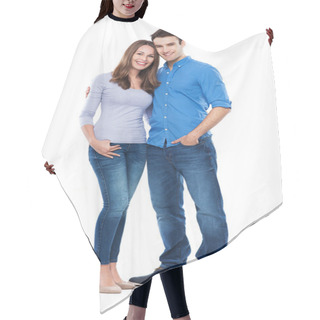 Personality  Young Couple Standing Hair Cutting Cape