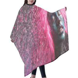 Personality  Woman In Pink Wig Hair Cutting Cape