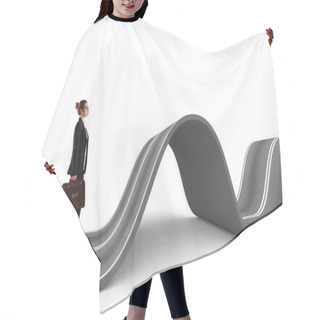 Personality  Businesswoman Walks On A Winding Road Hair Cutting Cape