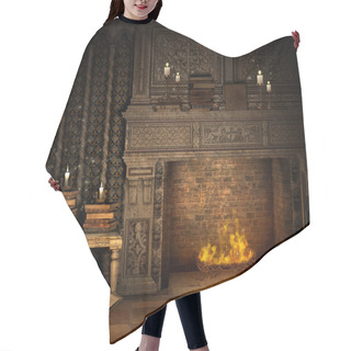 Personality  Vintage Fireplace With Books Hair Cutting Cape