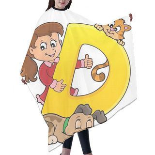 Personality  Girl And Pets With Letter D Hair Cutting Cape