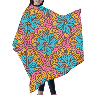 Personality  Hand Drawn Seamless Pattern With Floral Elements. Colorful Ethnic Background.  Hair Cutting Cape