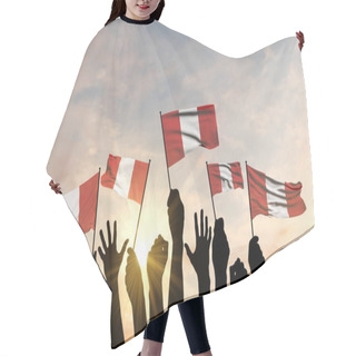 Personality  Silhouette Of Arms Raised Waving A Peru Flag With Pride. 3D Rendering Hair Cutting Cape