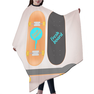 Personality  Vector Illustration Of Skateboard Upper And Lower Side Hair Cutting Cape