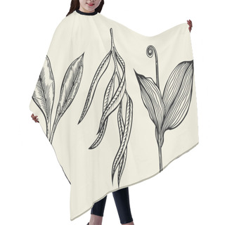 Personality  Hand Drawn Ink Sketch Spring Branches Hair Cutting Cape