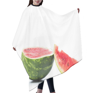 Personality  Green Fresh Watermelon Isolated On White Hair Cutting Cape
