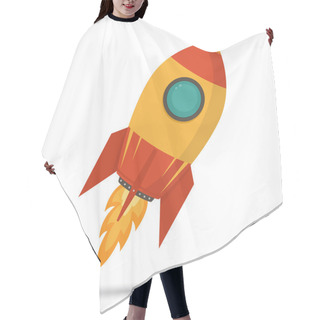 Personality  Cosmic Rocket In Flat Design On White Background. Hair Cutting Cape
