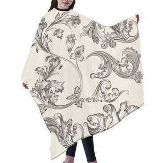 Personality  Set Of Vector Flourishes Hair Cutting Cape