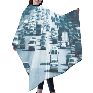Personality  Highway With Lots Of Cars Hair Cutting Cape