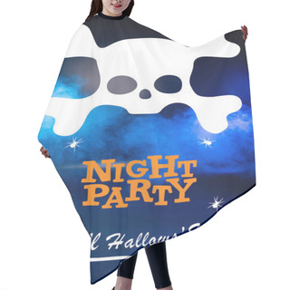 Personality  Night Party Lettering On Blue Dark Background With Smoke Hair Cutting Cape