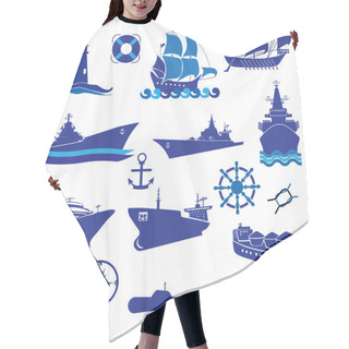 Personality  Boats And Ships Icons Set Hair Cutting Cape