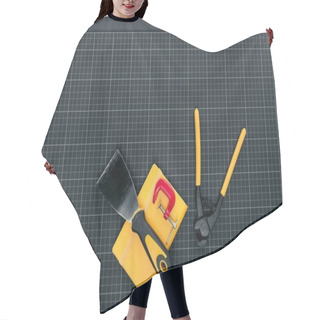 Personality  Notebook And Carpentry Tools On Graph Paper Hair Cutting Cape