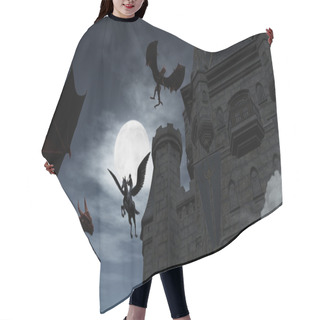 Personality  Two Red Dragons Attacking The Castle At Night Hair Cutting Cape
