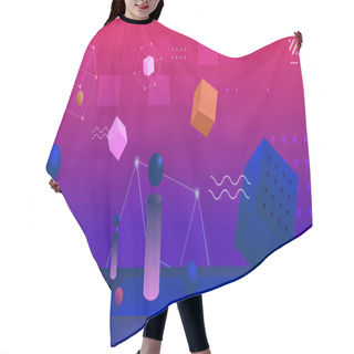Personality  Colorful Geometric 3D Background. Abstract Composition Of 3D Shapes. Vector. Hair Cutting Cape