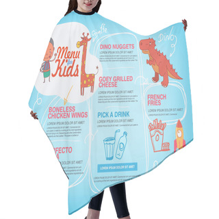 Personality  Menu For Kids Template. Hair Cutting Cape