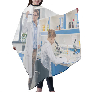 Personality  Biologists Working In Lab Hair Cutting Cape