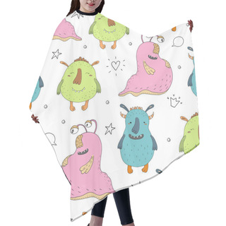 Personality  Cute Monsters Cartoon Style. Vector Pattern Hair Cutting Cape