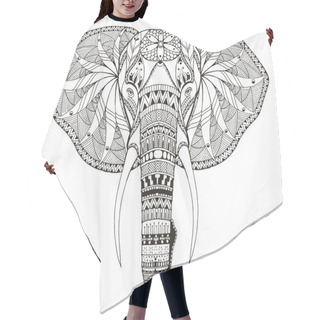 Personality  Elephant Head Zentangle Stylized, Vector, Illustration, Freehand Pencil, Hand Drawn, Pattern. Zen Art. Ornate Vector. Hair Cutting Cape
