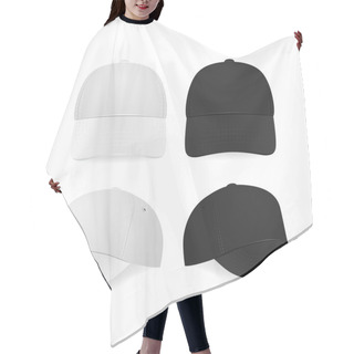 Personality  Two Realistic White And Black Baseball Caps Hair Cutting Cape