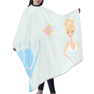 Personality  Young Bride Throwing Wedding Bouquet To Bridesmaids Hair Cutting Cape