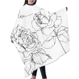 Personality  Beautiful Vector Rose Flowers Isolated On White Background. Black And White Engraved Ink Art. Hair Cutting Cape