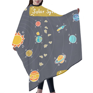 Personality  Doodle Model Of Solar System. Hair Cutting Cape