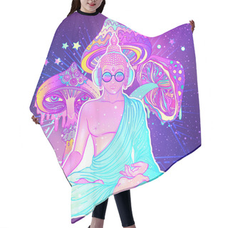 Personality  Colorful Buddha In Rainbow Glasses   Hair Cutting Cape