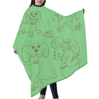 Personality  Drawing Funny Dog In Different Situation Hair Cutting Cape