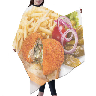 Personality  Chicken Kiev . Top View Hair Cutting Cape