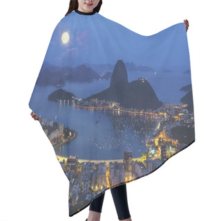 Personality  Night View Of Mountain Sugar Loaf And Botafogo In Rio De Janeiro Hair Cutting Cape