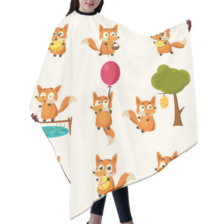 Personality  Fox Activities With Different Emotions. Hair Cutting Cape