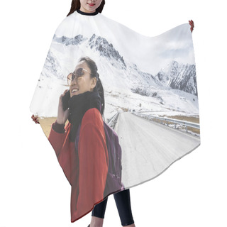 Personality  Traveler On The Phone And The Himalaya Mountains Hair Cutting Cape