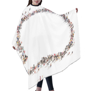 Personality  Large Group Of People In The Shape Of A Chat Bubble. Hair Cutting Cape