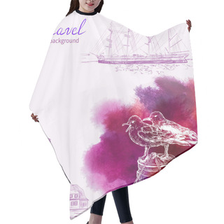 Personality  Travel Colorful Sea And Nautical Background  Hair Cutting Cape