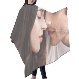 Personality  Close Up Portrait Of Bonding Millennial Couple In Love Hair Cutting Cape