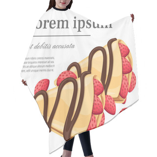 Personality  Crepe With Strawberry And Chocolate Tasty Pancakes Vector Illustration Place For Your Text Isolated On White Background Web Site Page And Mobile App Design Hair Cutting Cape