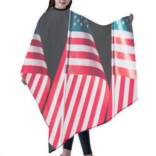 Personality  United States Of America National Flags On Flagpoles Isolated On Black, Memorial Day Concept Hair Cutting Cape