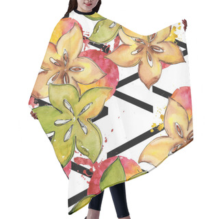 Personality  Exotic Carambola Wild Fruit Pattern In A Watercolor Style. Hair Cutting Cape