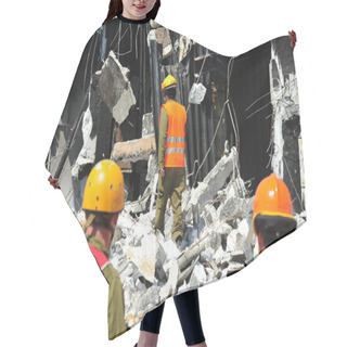 Personality  Search And Rescue Through Building Rubble After A Disaster Hair Cutting Cape