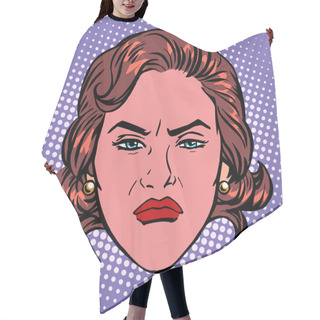 Personality  Retro Emoji Wicked Contempt Woman Face Hair Cutting Cape