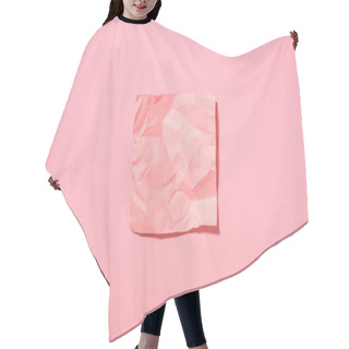 Personality  View From Above Of Crumpled Empty Stick It Note On Pink Hair Cutting Cape
