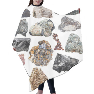 Personality  Set Of Different Natural Mineral Stones And Rocks Hair Cutting Cape