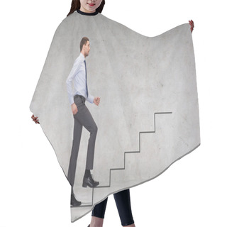 Personality  Serious Businessman Stepping On Step Hair Cutting Cape