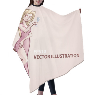 Personality  Vector Illustration Of A Beautiful Woman. Hair Cutting Cape