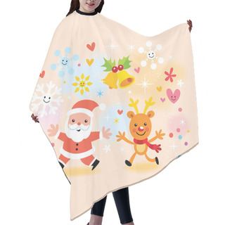 Personality  Santa And Reindeer Hair Cutting Cape