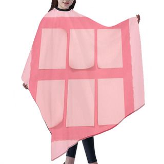 Personality  Elevated View Of Empty Stick It Notes On Pink Frame  Hair Cutting Cape