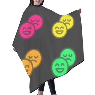 Personality  Attitude Four Color Glowing Neon Vector Icon Hair Cutting Cape