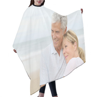 Personality  Senior Couple Embracing Hair Cutting Cape